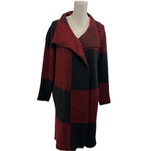 Joseph A Longline Cardigan Duster Women’s Small Red Black Long Sleeve Pockets